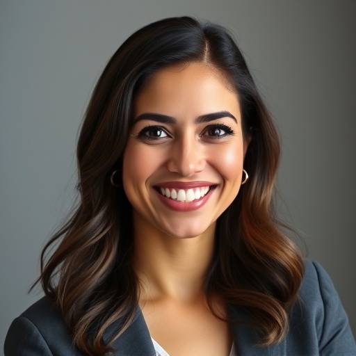 Retrato de Ana Carvalho, com um sorriso acolhedor e profissional
